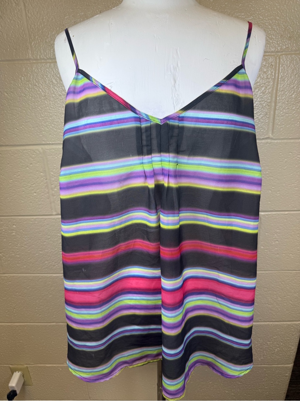 Maurice’s Striped V-Neck Cami Tank Top - Multi-Color See Through Lightweight